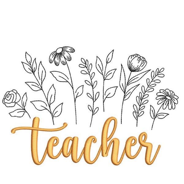 Teacher Embroidery Design, 4 sizes, Instant Download