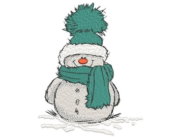 Schneemann Stickdatei, Stickdatei Weihnachten, 3 Größen, Instant Download