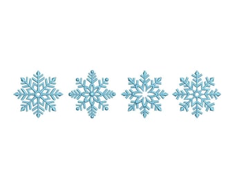 Diseño de bordado navideño de copos de nieve, un archivo, 4 tamaños, descarga instantánea.