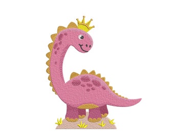 Prinzessin Dino Embroidery Design, 4 Größen, Sofort Download