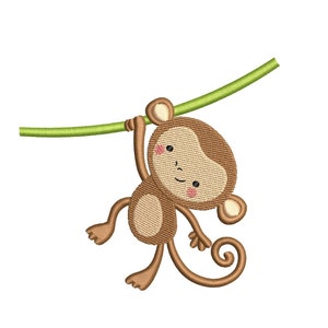 Baby Monkey Embroidery Design, 5 sizes, Instant Download