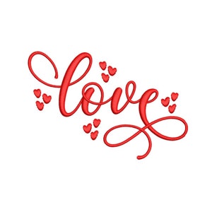Love Embroidery Design, Valentine&#39;s Day Machine Embroidery File, 3 sizes, Instant Download
