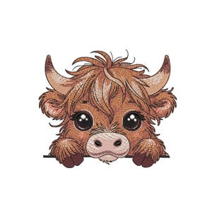 Baby Highland Cow Embroidery Design, 3 sizes, Instant Download