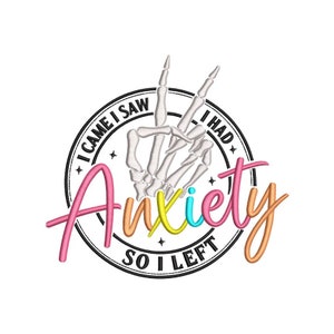 Anxiety Embroidery Design, 4 sizes, Instant Download