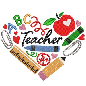 Desenho de bordado para professor, 3 tamanhos, download instantâneo