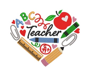 Teacher Embroidery Design, 3 sizes, Instant Download