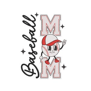 Baseball Mom Borduurontwerp, 3 maten, Instant Download