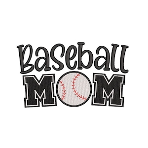 Diseño de bordado de mamá de béisbol, 4 tamaños, descarga instantánea