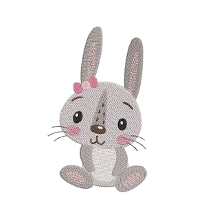 Rabbit Embroidery Design, Hare Embroidery Design 4 sizes, Instant Download