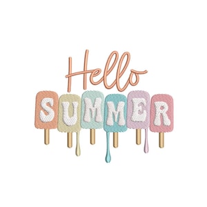 Hello Summer Embroidery Design, 3 sizes, Instant Download