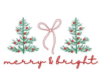 Árvore de Natal alegre e brilhante, design de bordado à máquina, 4 tamanhos, download instantâneo