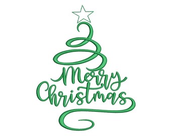 Christmas Tree Winter Xmas Embroidery Design, 4 sizes, Instant Download