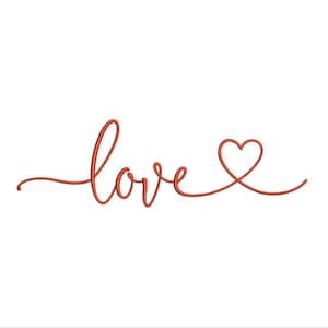 Love Embroidery Design, Valentine&#39;s Day Machine Embroidery File, 5 sizes, Instant Download