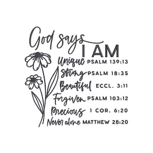 God Says Embroidery Design, 3 sizes, Instant Download