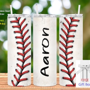 Personalized baseball tumbler Custom name baseball tumbler Baseball gift for him her Baseball tumbler Baseball gift Baseball tumbler cup