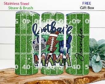 Football mama personalized tumbler football mom gift sports fan gift birthday gift Mother's Day gift Christmas gift custom name gift for her