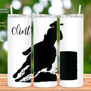 Personalized barrel racing Tumbler 20oz western custom name horse racing rodeo travel cup birthday gift for him Fathers Day Christmas gift