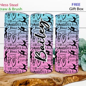 Gymnastics Tumbler 20 oz sports fan coach appreciation birthday graduation back to school gift for her daughter Mothers Day Christmas Gift