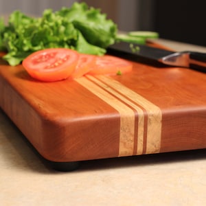 Handmade Solid Cherry Cutting Board - Wooden Tray - Chopping Board - Maple & Cherry Cheese Board