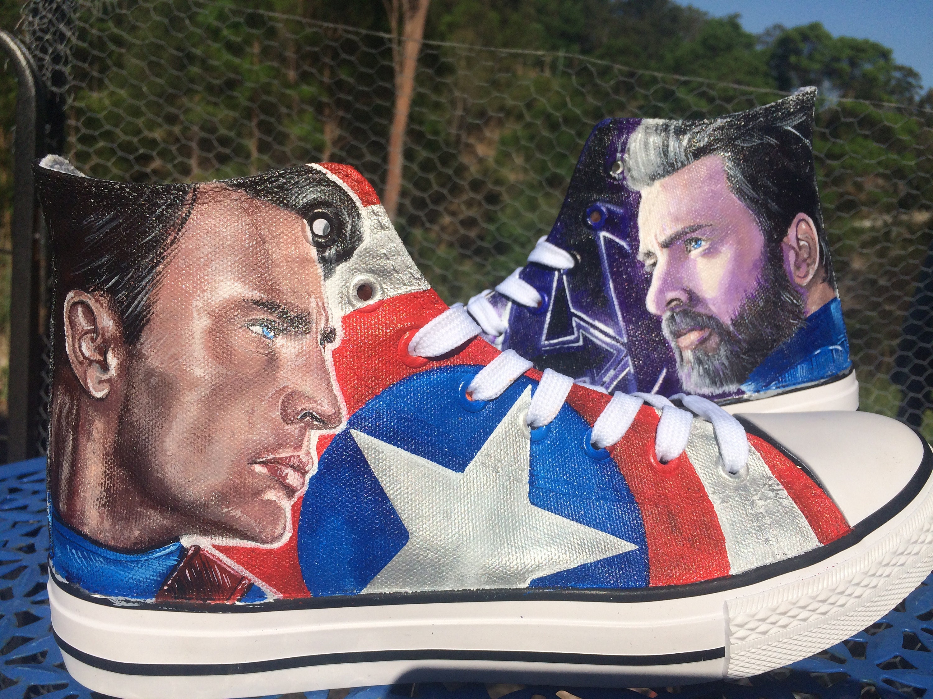 Cenagal diamante soltero Converse Captain America - Etsy