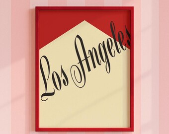 Los Angeles LA vintage print, elegant wall art, retro art, Americana, coquette, girly, high fashion, 50s, 60s, nostalgic, Lana Del Rey.