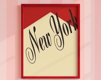 New York NYC vintage print, elegant wall art, retro art, Americana, coquette, girly, high fashion, 50s, 60s, nostalgic, Lana Del Rey.
