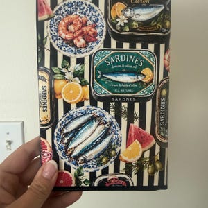 Tinned Fish Server Book, Sardine Waitress Organizer, Mediterranean Seafood Gift, Coastal Server Book, Waitress Accessories