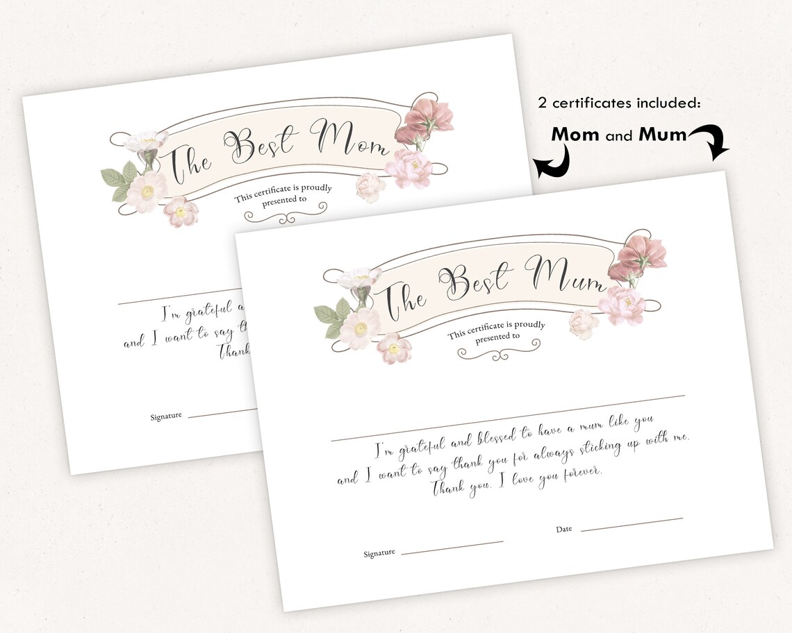Printable Best Mom Award Certificate Gift for Mom Gift for Mother #39 s Printable Best Mom Award Certificate Gift for Mom Gift for Mother #39 s