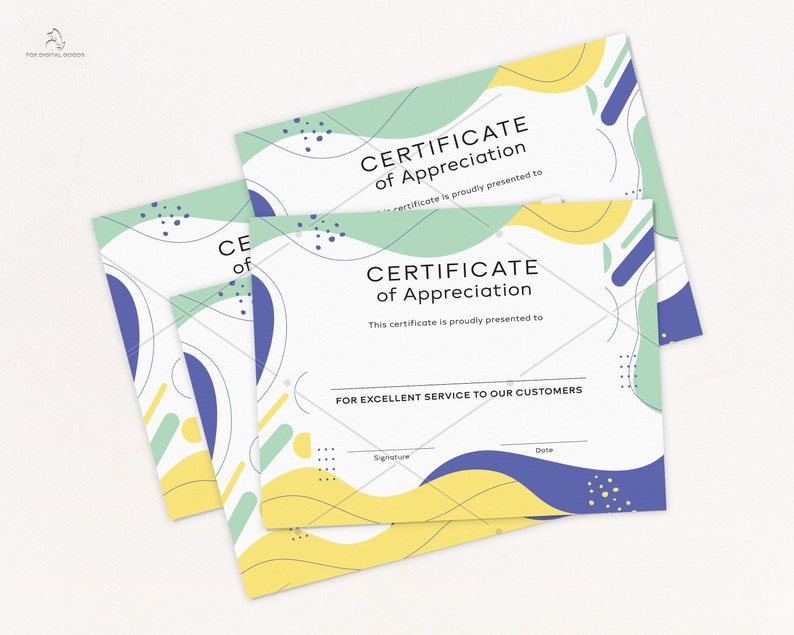 Printable Certificate of Appreciation for Excellent Service to ...
