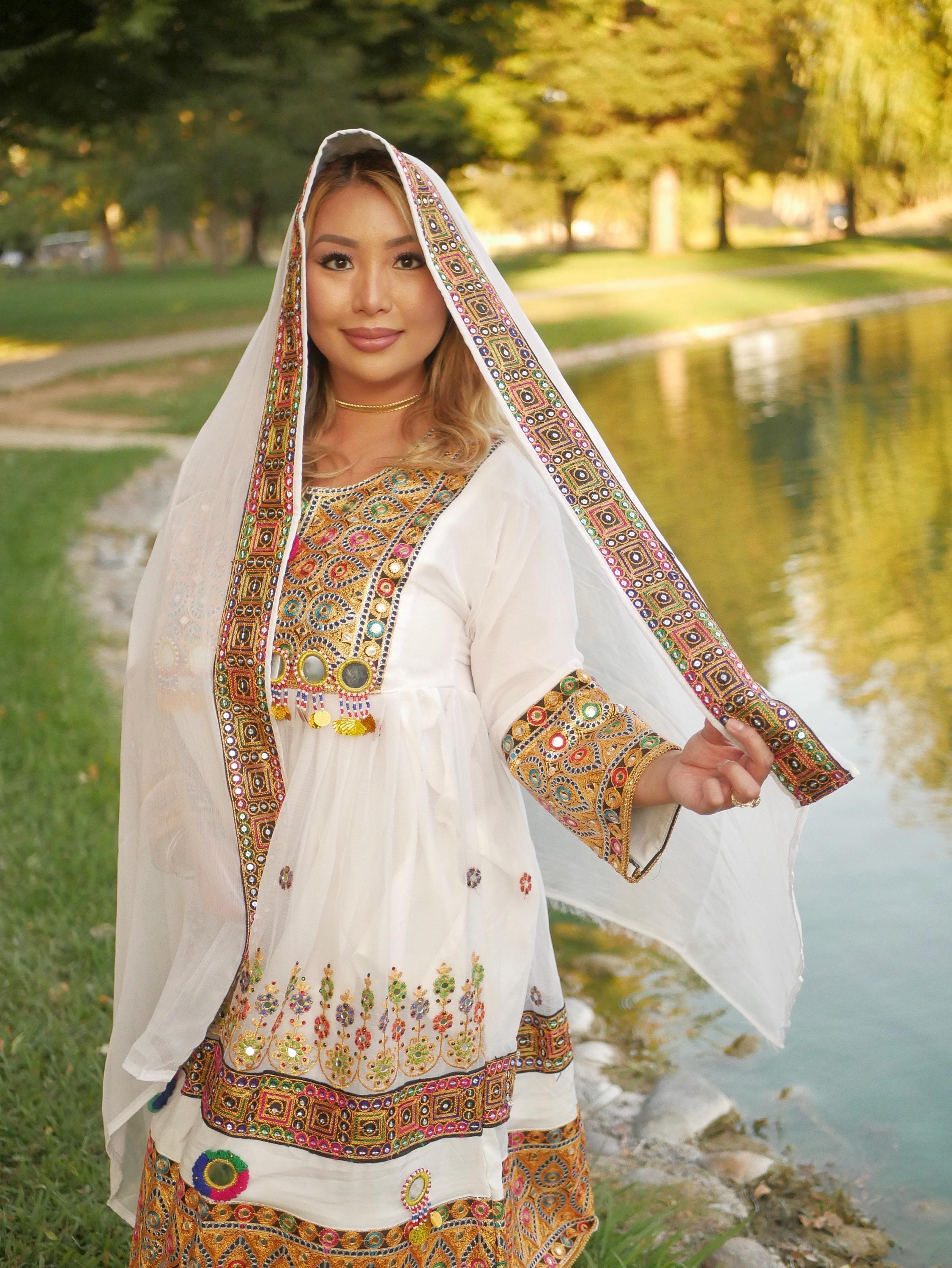 Bridal White Afghani Bride Nomad Afghan Kuchi Tribal Pashtun