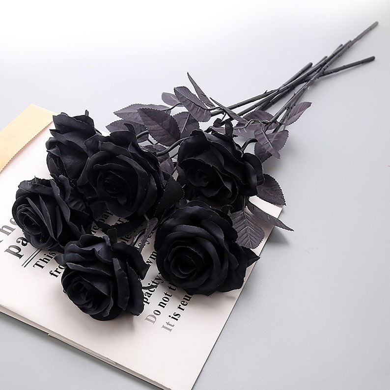 10 Artificial Black Roses black Rose Simulation Flowergothic Etsy