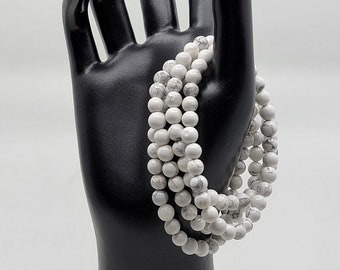 Elegant Natural Crystal Bead Bracelet | 6 mm Howlite