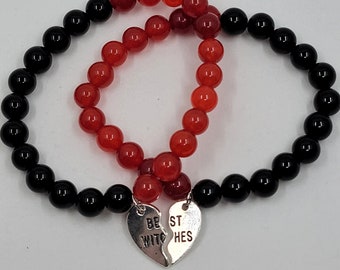 Best Witches Friendship Bracelets with Natural Chalcedony and Onyx Crystal Beads