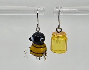 Honey Bee Mismatched Dangle Earrings