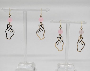 Korean Hand Heart Dangle Earrings