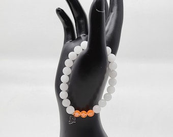 Boo Ghost Bracelet with Natural Quartz Crystal Beads | Halloween | Spooky