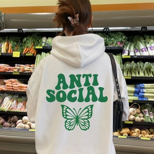 Anti social butterfly green hoodie online