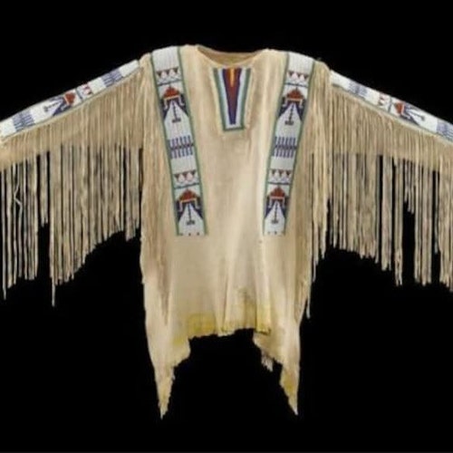 Gilet Style Lakota à Insignes Perlé - Fait Main, Cuir