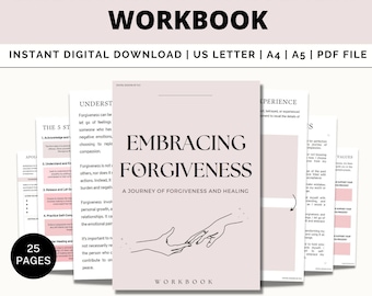 Forgiveness Workbook Printable, Forgiveness Worksheet, Forgiveness Letter, Self forgiveness, Self Love, Self Growth, Therapy Worksheets, PDF