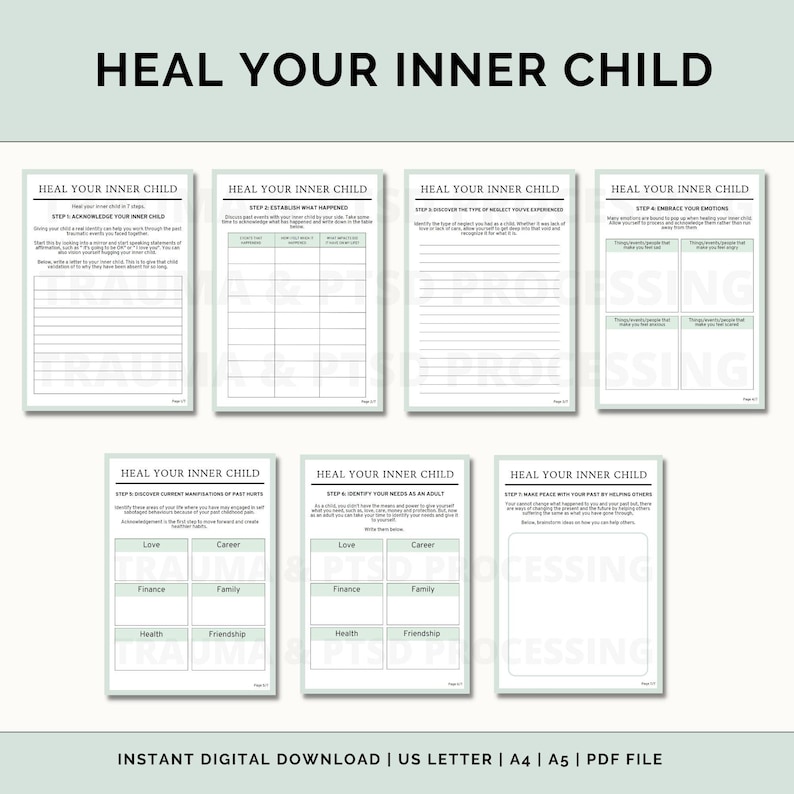 Peut inclure: Un cahier d'exercices imprimable intitul&eacute; "Gu&eacute;rir son enfant int&eacute;rieur" avec des &eacute;tapes pour aider &agrave; gu&eacute;rir les blessures du pass&eacute;. Le cahier d'exercices comprend des invites pour la r&eacute;flexion et la tenue d'un journal.