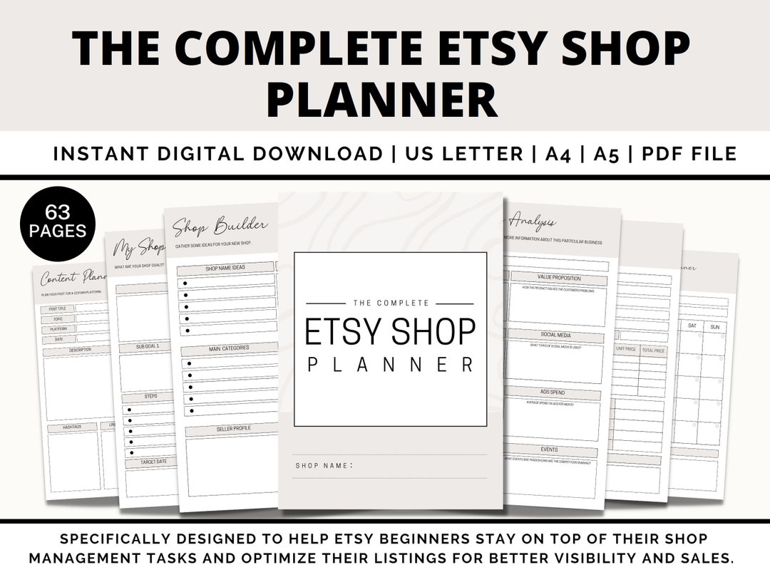 Etsy Shop Planner Printable, Etsy Business Plan, Etsy Seller Planner