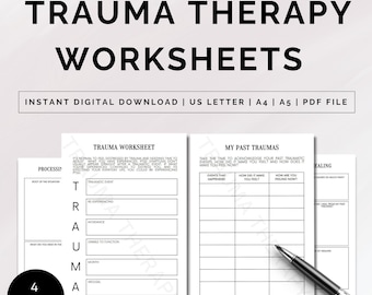 Trauma Therapy Worksheets, Trauma Workbook, Trauma Therapy, Trauma Journal, PTSD Journal,  Self Care Journal, Mental Health Workbook, PDF