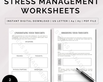 Stress Management Worksheets, Stress Relief Printable, Therapy Worksheets, Cognitive Restructuring, Behavioural Activation, Burnout Journal