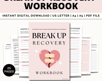 Breakup verarbeitet Journal für Selbstpflege, Zusammenbruch Arbeitsblätter, Trennung Journal, Trennungsaffirmation, Beziehungstherapie Arbeitsblätter, PDF