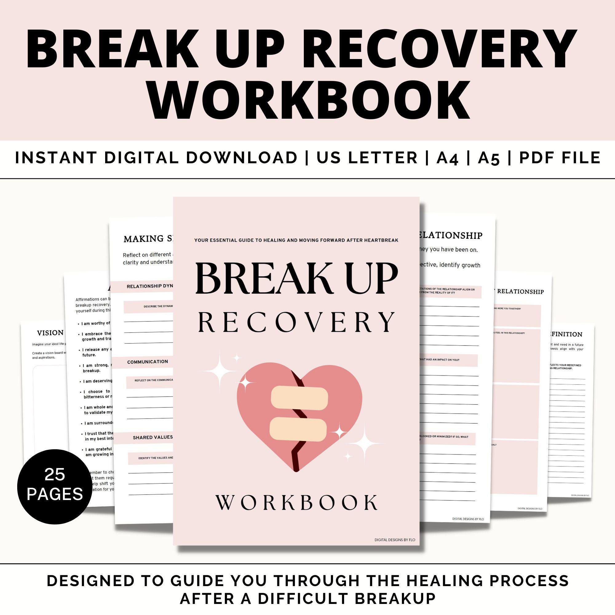 Breakup Processing Journal For Self Care, Breakdown Worksheets, Breakup Journal, Break Up Affirmation, Relationship Therapy Worksheets, PDF