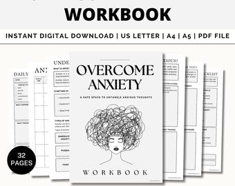 Overcome Anxiety Workbook, Stop Overthinking, Stress Management, Resilience Plan, CBT, Coping Skills, Mindfulness, Self-Help Guide, Therapy