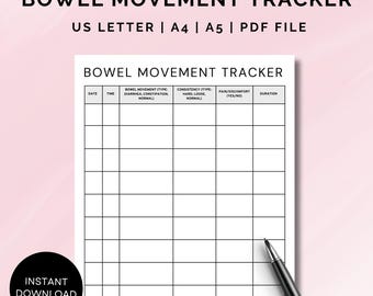 Bowel Movement Tracker: Gut Health Journal (Printable PDF)