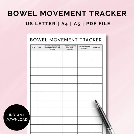 Bowel Movement Tracker: Gut Health Journal (Printable PDF)