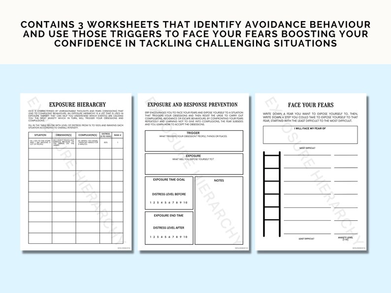 ERP Worksheets OCD Worksheets OCD Workbook Exposure Therapy ERP Worksheets OCD Worksheets OCD Workbook Exposure Therapy