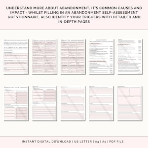 K&ouml;nnte beinhalten: Ein druckbarer Arbeitsblatt-Satz zum Verst&auml;ndnis von Verlassenheit, seinen h&auml;ufigsten Ursachen und Auswirkungen. Das Arbeitsblatt enth&auml;lt Abschnitte zur Identifizierung von Ausl&ouml;sern, zur Selbsteinsch&auml;tzung und zu vertiefenden Seiten. Das Arbeitsblatt ist als digitaler Download in den Formaten US Letter, A4 und A5 verf&uuml;gbar.